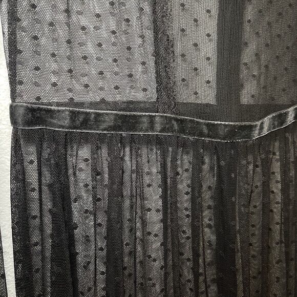 Sheer Maxi Dress Size S Goth Romantic Gown Club Witchy Sexy Ruffle Cuffs Mesh - Picture 6 of 9